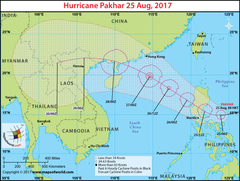 Tropical Storm Pakhar Path Map