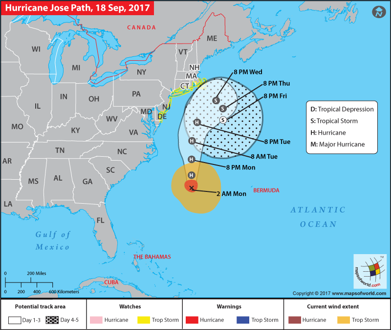 Hurricane Jose Path Map