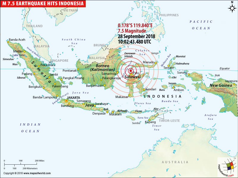 Indonesia Earthquakes Map Areas Affected By Earthquakes In Indonesia