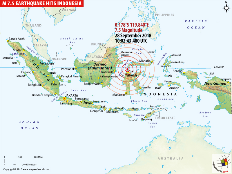 M7.5 Earthquake in Indonesia on 28 September 2018