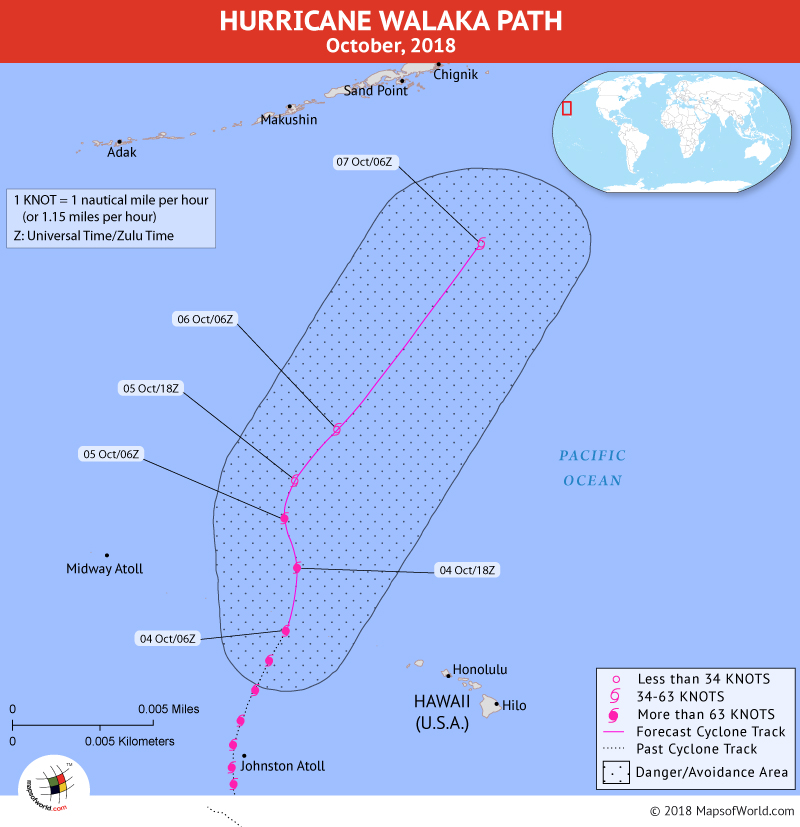 Hurricane Walaka Path Map - 4 October, 2018