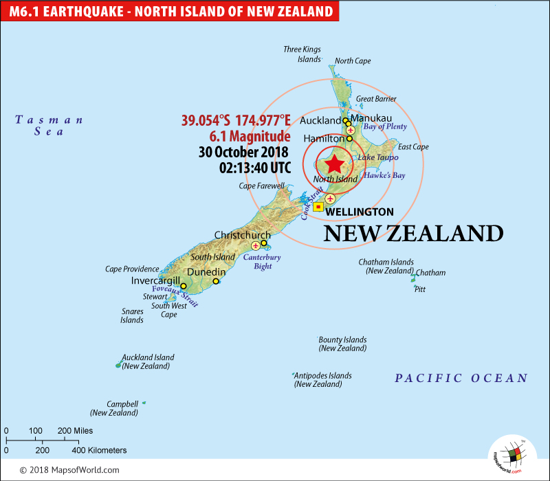 New Zealand Earthquake Map Area Affected By Earthquake In New Zealand