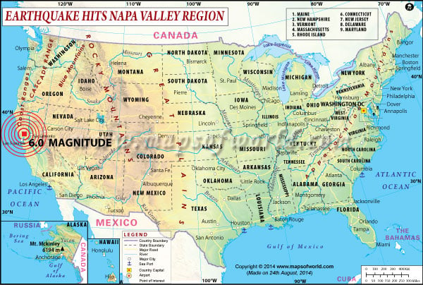 Earthquakes in USA | Areas affected by Earthquakes in USA