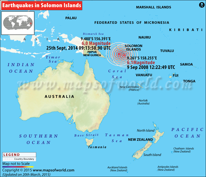 Earthquakes in Santa Cruz Islands Solomon Islands Areas