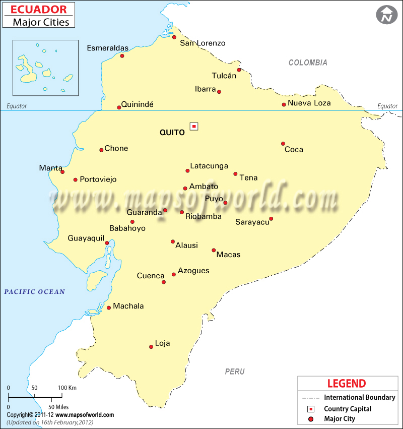 Cities in Ecuador | Ecuador City Map