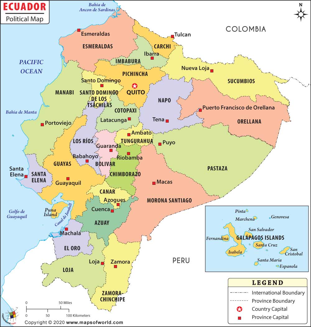 South America Ecuador Map | Mapa Politico del Ecuador