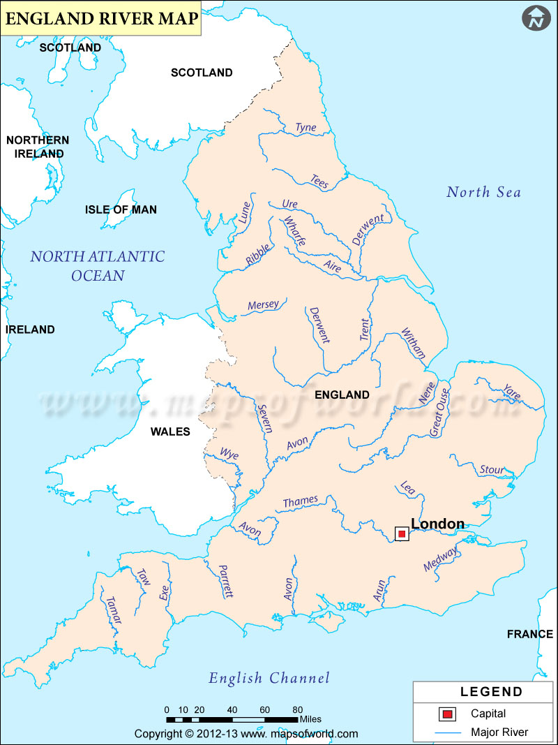 Rivers in England Map
