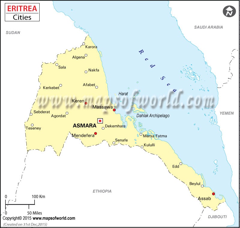 Eritrea Map with Cities