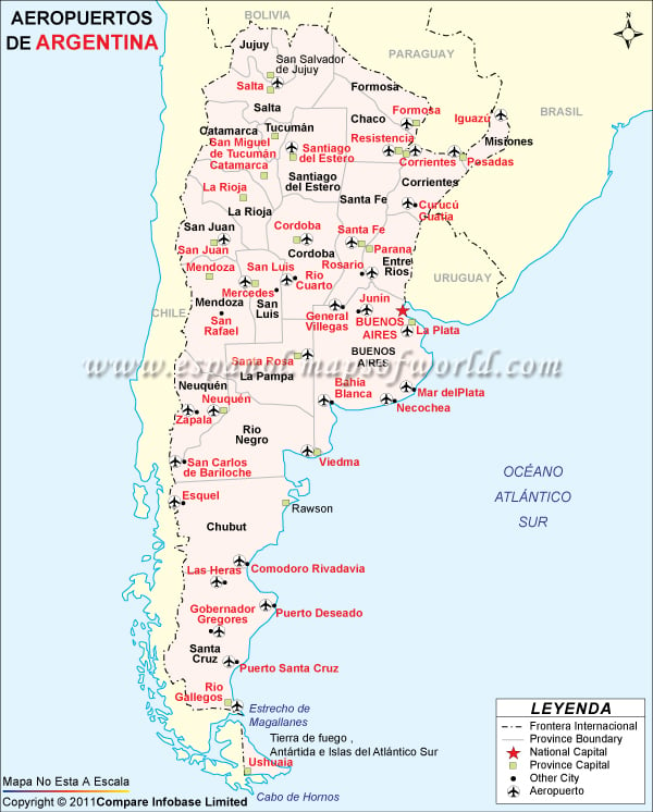 Mapa de Aeropuertos de Argentina