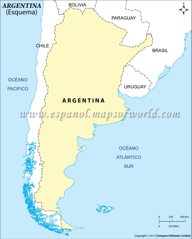 Mapa Contorno de Argentina