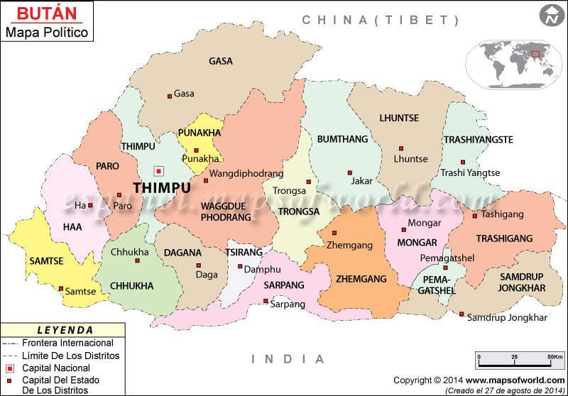 Bután Mapa