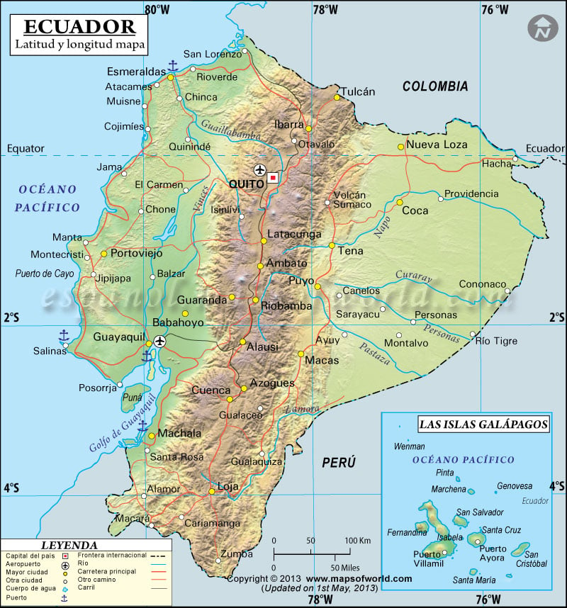Latitud y Longitud de Ecuador