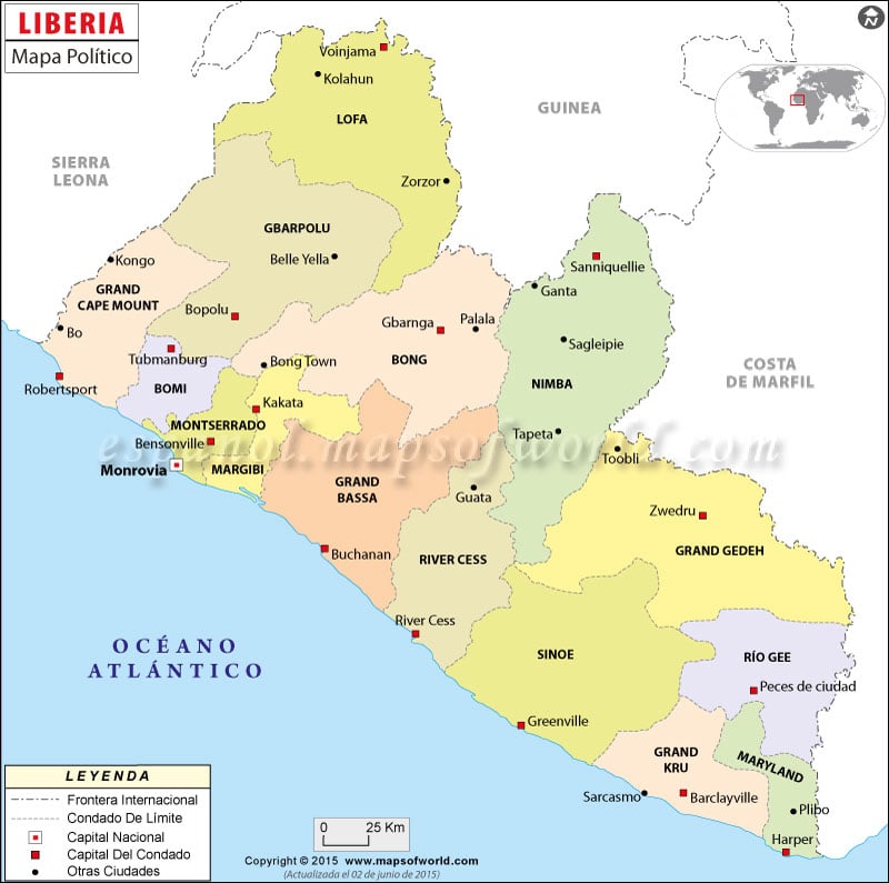 Mapa de Liberia