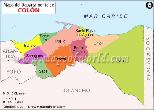 Mapa del Departamento de Colón