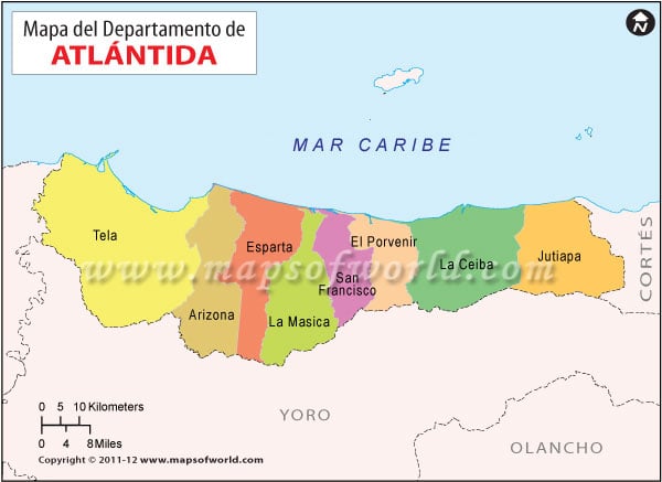 Mapa del Departamento de Atlantida