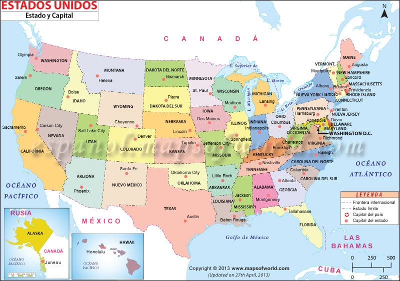 Estados Unidos Estados y Capitales Mapa . mapa con los Estados y  Capitales