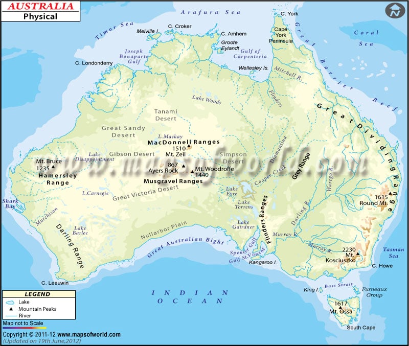 Mapa Fisico de Australia