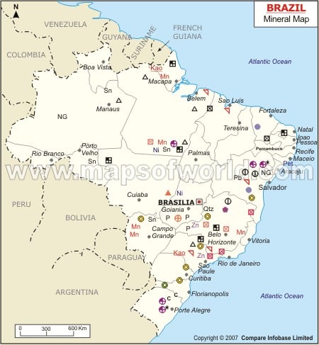 Mapa de Minerales de Brasil