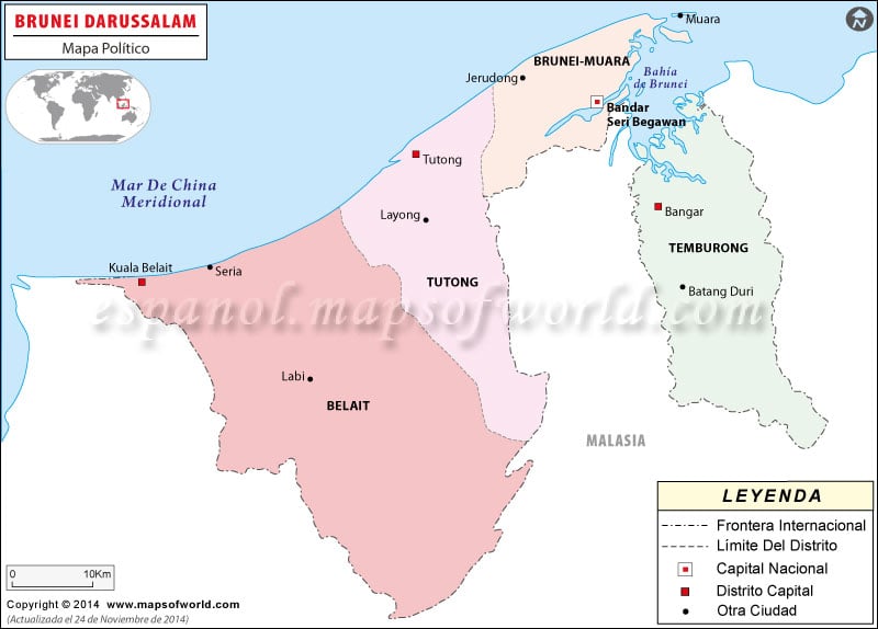 Mapa de Brunéi