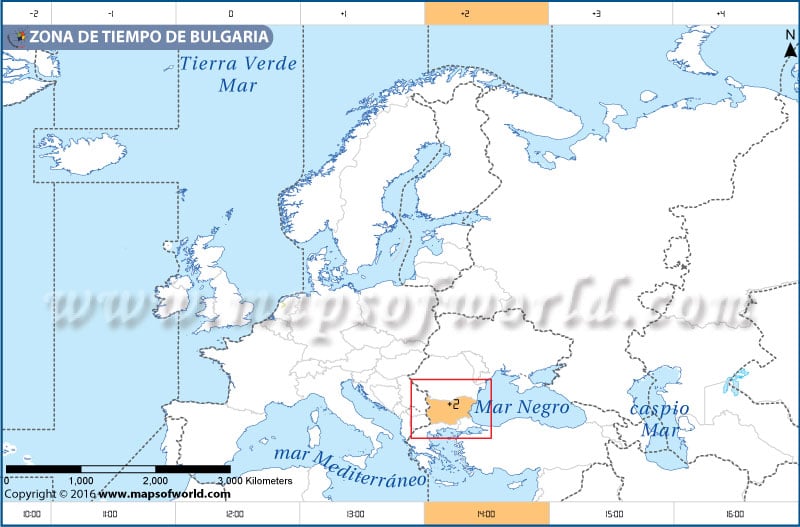 Mapa de la zona horaria de Bulgaria