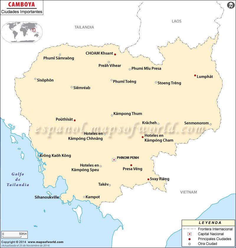 Camboya Ciudades Mapa