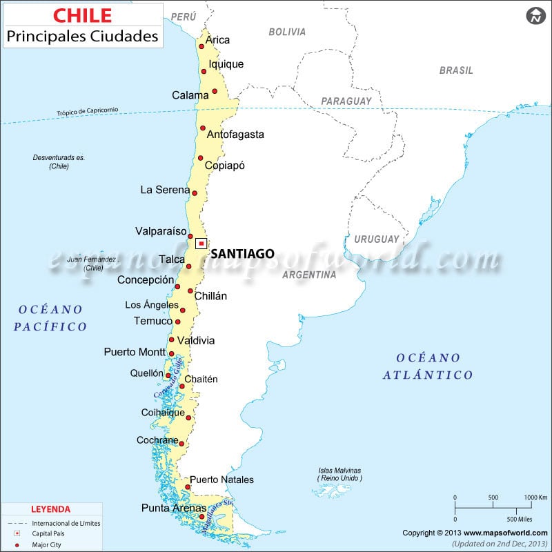 Mapa Ciudades de Chile