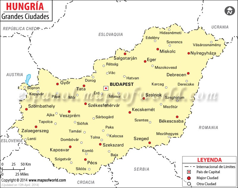 Ciudades de Hungria Mapa