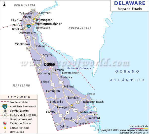 Mapa de Delaware