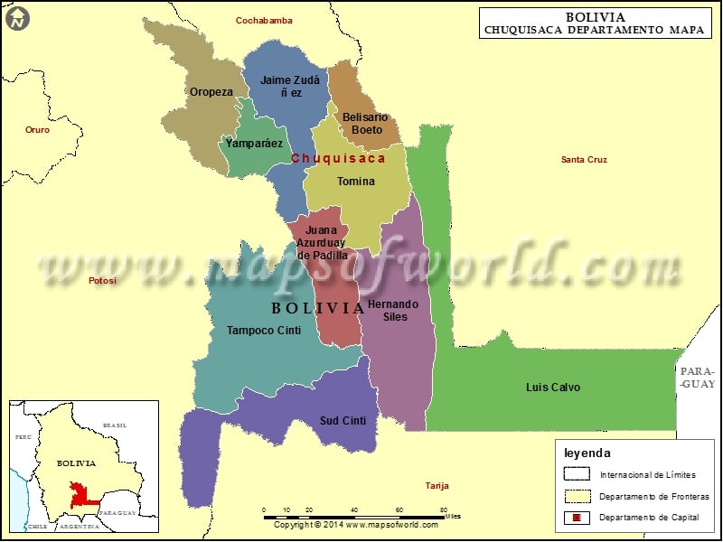 Mapa de Chuquisaca Bolivia