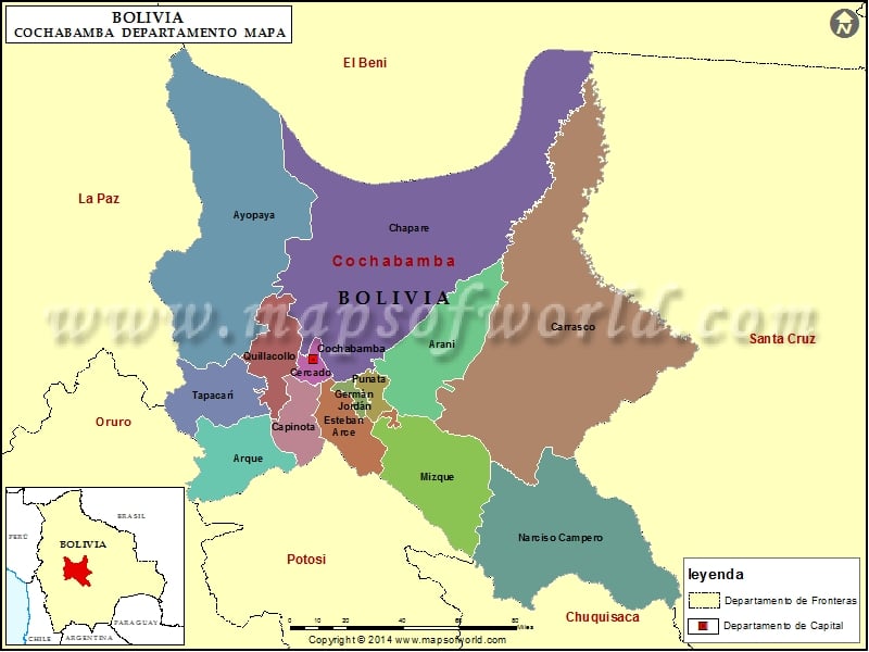 Mapa de Cochabamba - Bolivia