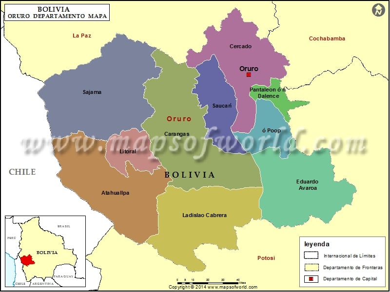Mapa de Oruro - Bolivia