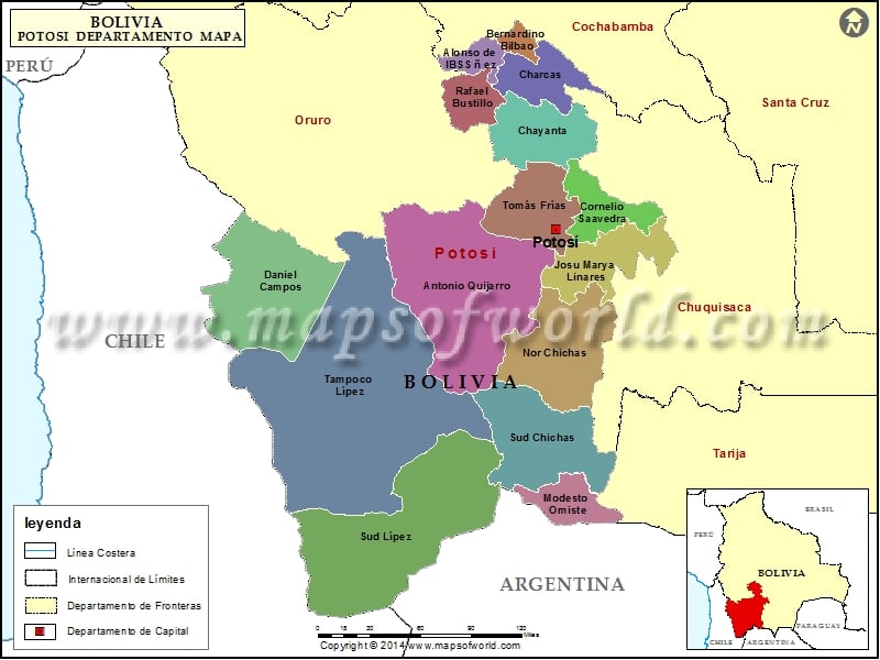 Mapa de Potosi Bolivia