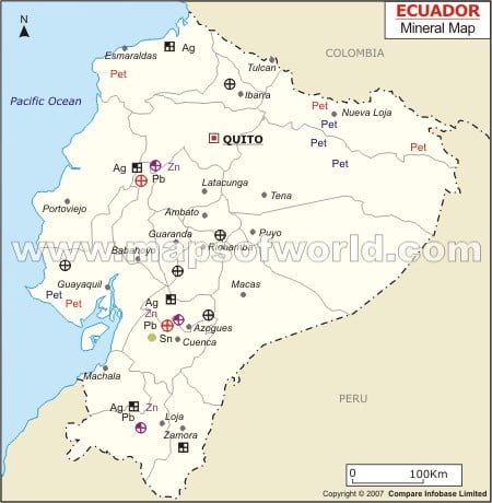 Mapa de Minerales de Ecuador
