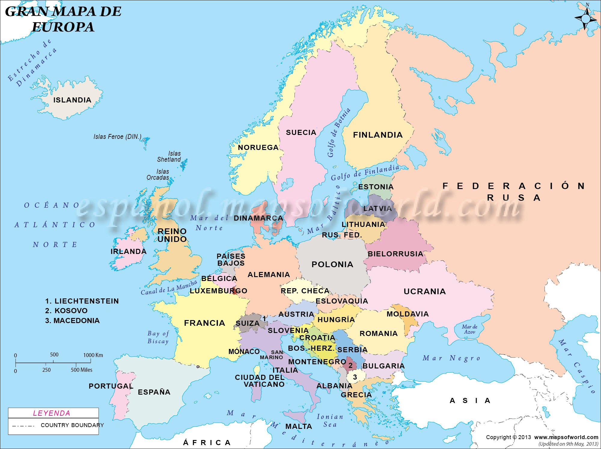 Mapa de Europa en Español Grande