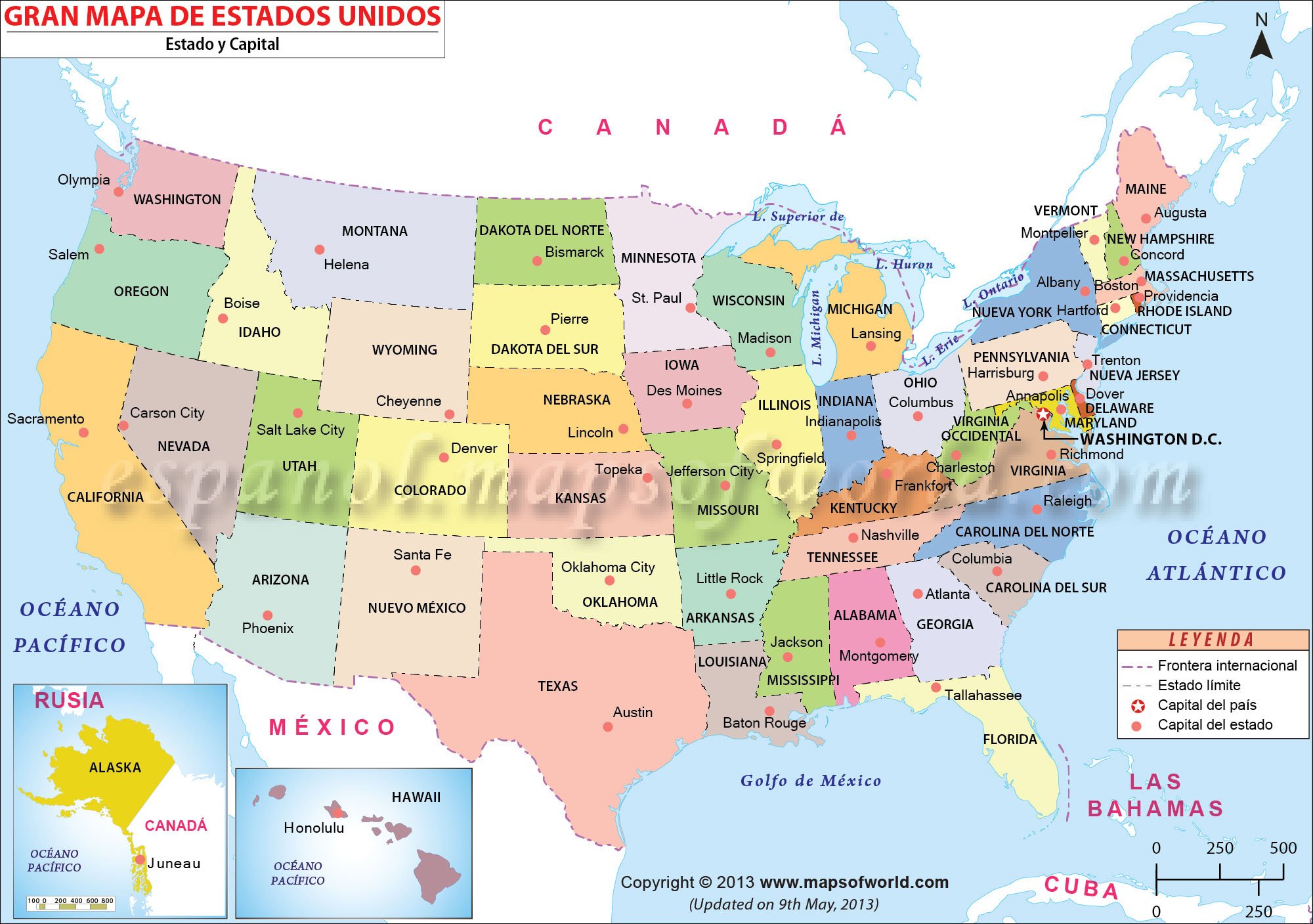Gran Mapa de los estados Unidos