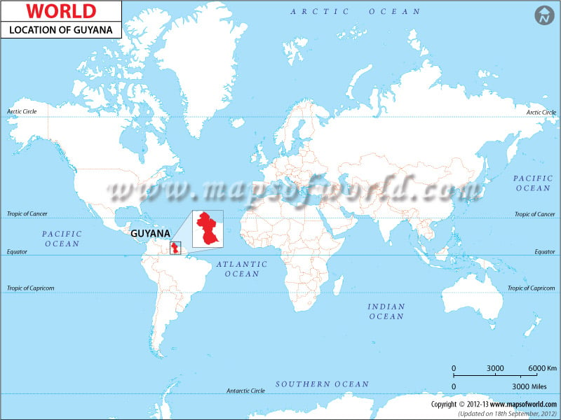 Mapa de Ubicación de Guyana