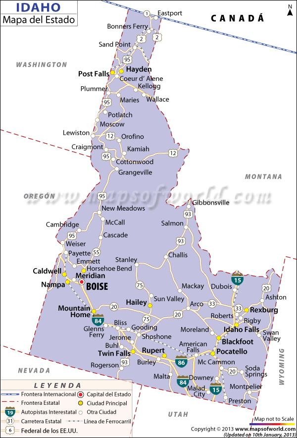 Mapa de Idaho