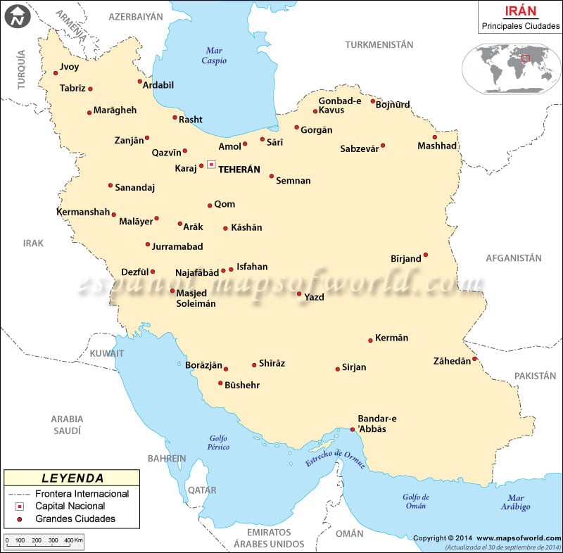 Irán Ciudades Mapa