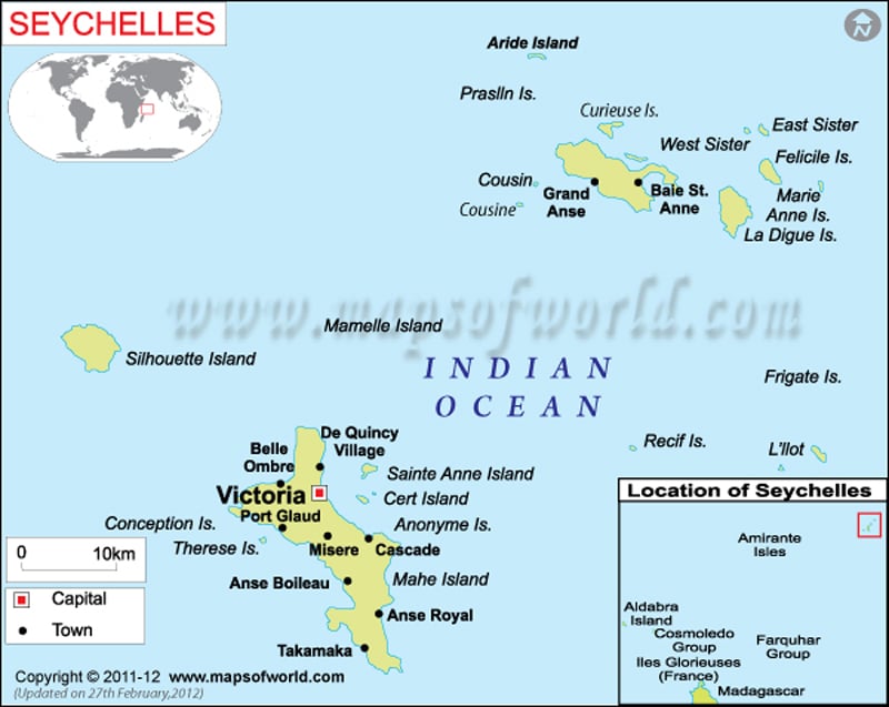 Islas Seychelles Mapa