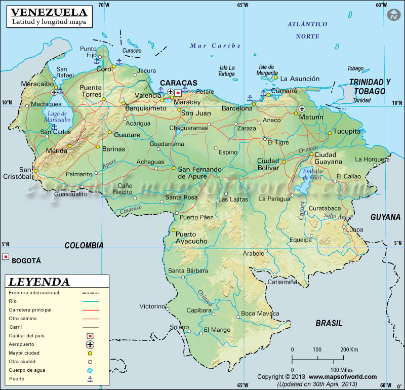 Latitud y Longitud de Venezuela