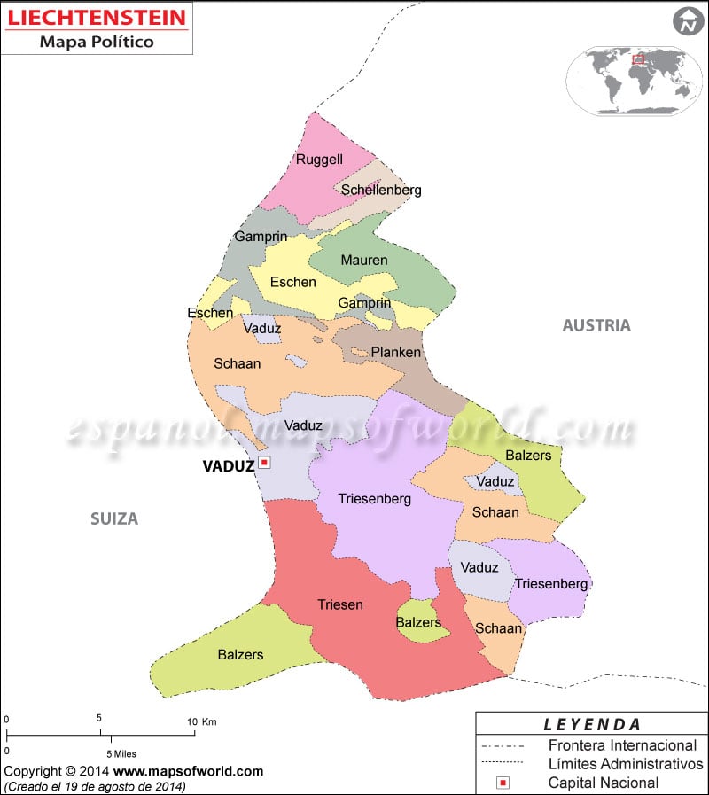 Liechtenstein Mapa