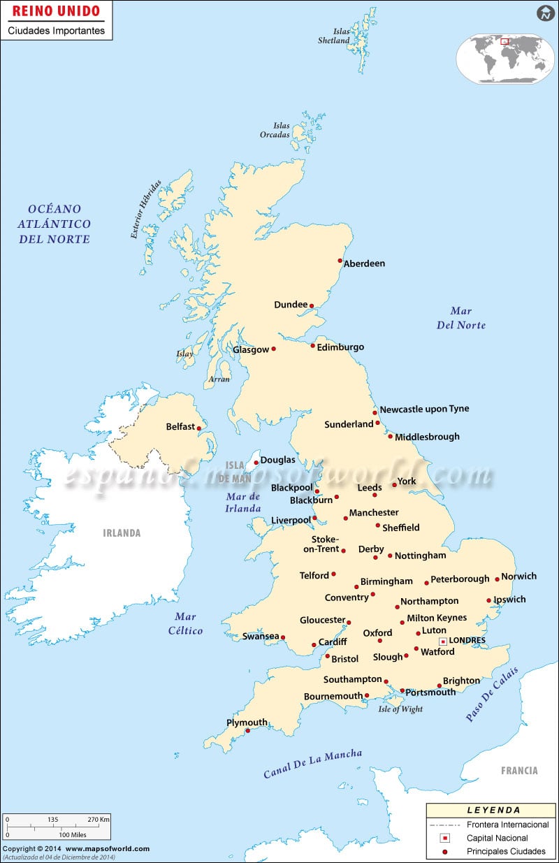 Reino Unido Ciudades Mapa