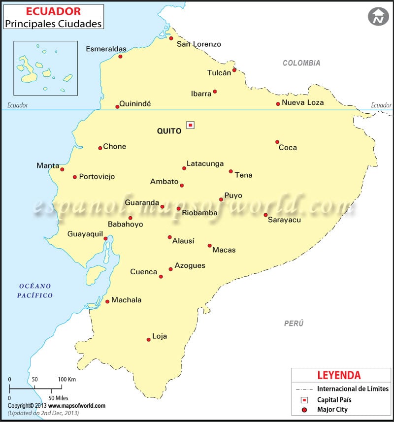 Mapa Ciudades de Ecuador