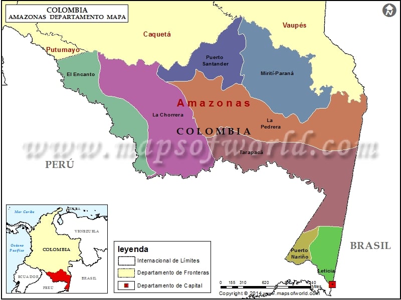 Mapa de Amazonas Colombia