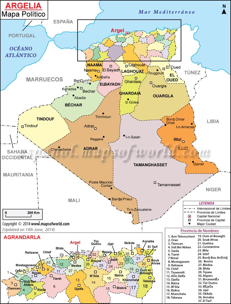 Mapa de Argelia