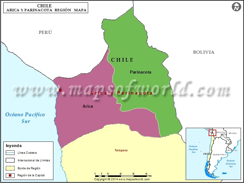 Mapa de Arica y Parinacota