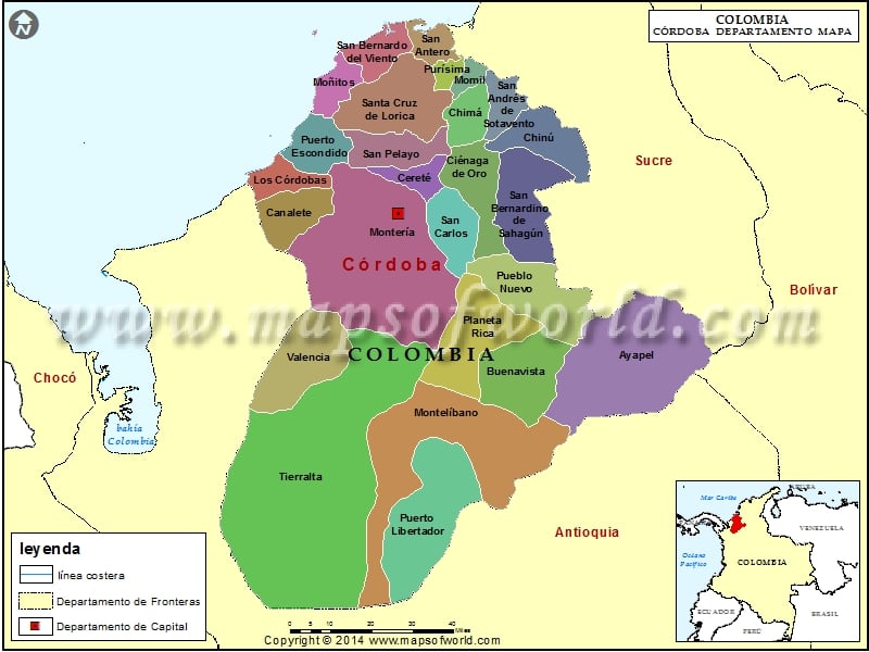 Mapa de Cordoba Colombia