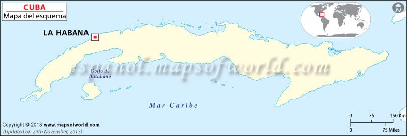 Mapa de Cuba en Blanco