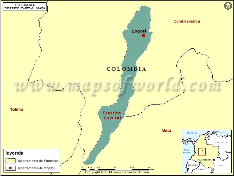 Mapa de Distrito Capital Colombia