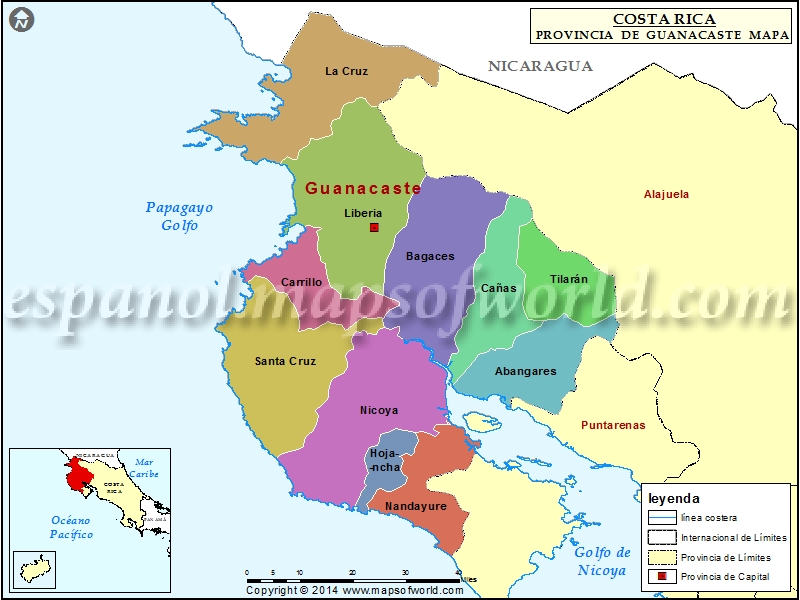 Mapa de Guanacaste